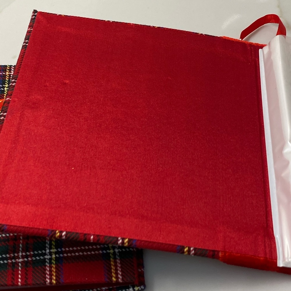 CHRISTMAS PLAID EMBROIDERED SET OF 5 MINI ALBUMS NEW - Picture 7 of 11